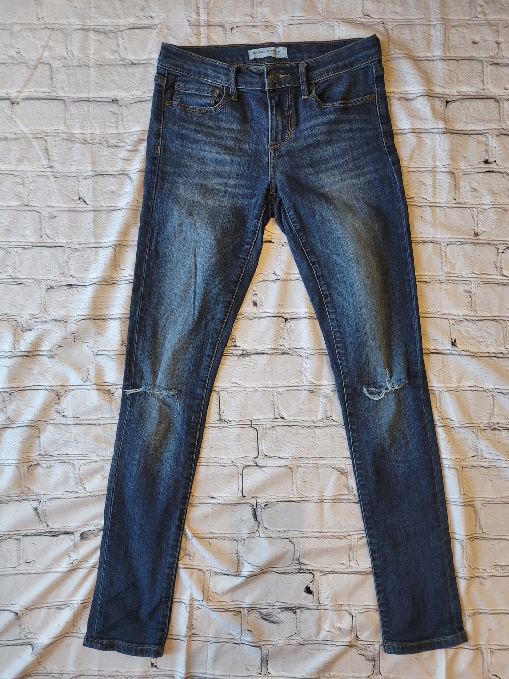 Banana Republic Dark Blue Premium Denim Skinny Ripped Jeans